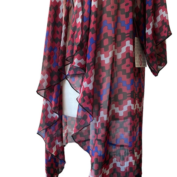 LulaRoe NWT Monroe Kimono with Black Fringe Hem Size 0-12 - Picture 3 of 13